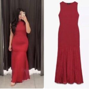 ZARA Red Sleeveless Knitted Dress (L) - Like New!